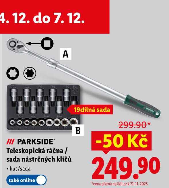 Teleskopická ráčna/sada nástrčných klíčů