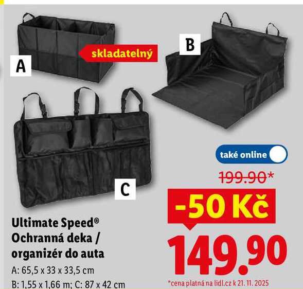 Ultimate Speed Ochranná deka/organizér do auta 