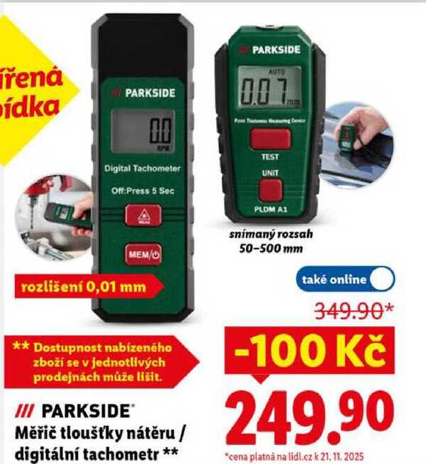 Měřič tloušťky nátěru/digitální tachometr 