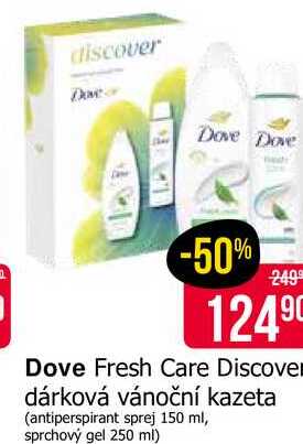 Dove Fresh Care Discover dárková vánoční kazeta (antiperspirant sprej 150 ml, sprchový gel 250 ml) 