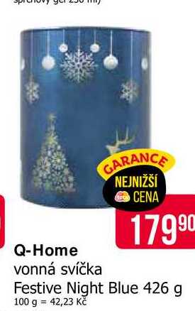 Q-Home vonná svíčka Festive Night Blue 426 g
