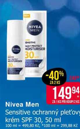 Nivea Men Sensitive ochranný pleťovy krém SPF 30, 50 ml  