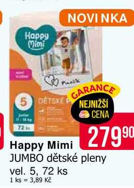 Happy Mimi JUMBO dětské pleny vel. 5, 72 ks