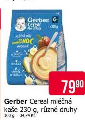 Gerber Cereal mléčná kaše 230 g, různé druhy 
