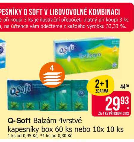 Q-Soft Balzám 4vrstvé kapesníky box 60 ks 