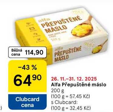 Alfa Přepuštěné máslo, 200 g  