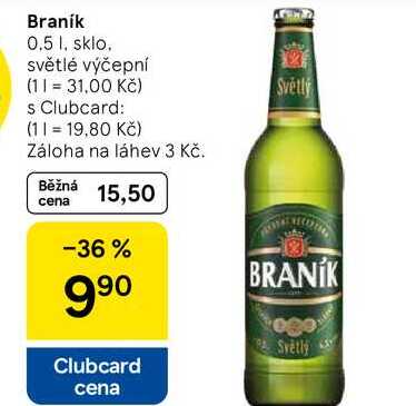 Braník světlé výčepní, 0.5 l v akci
