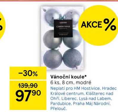 Vánoční koule, 6 ks. 8 cm, modré