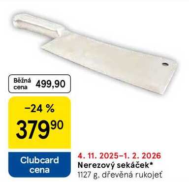 Nerezový sekáček, 1127 g. dřevěná rukojeť 