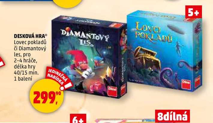 DESKOVÁ HRA Lovec pokladů či Diamantový les, 1 balení