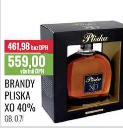 BRANDY PLISKA XO 40% GB, 0,7l