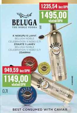 BELUGA THE NOBLE VODKA 0,7l, 1l v akci