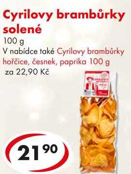 Cyrilovy brambůrky solené, 100 g