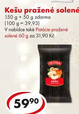 Kešu pražené solené, 150 g +50 g zdarma