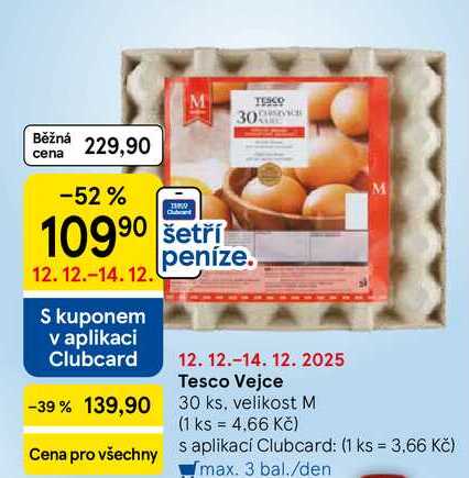 Tesco Vejce, 30 ks, velikost M