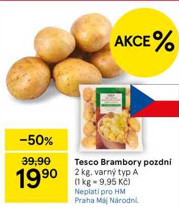 Tesco Brambory pozdní, 2 kg, varný typ A 