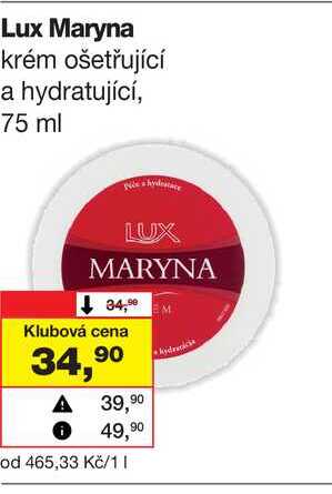 Lux Maryna krém ošetřující a hydratující, 75 ml