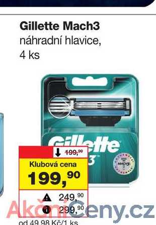 Gillette Mach3 náhradní hlavice, 4 ks