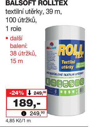 BALSOFT ROLLTEX textilní utěrky, 39 m, 100 útržků, 1 role