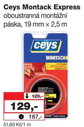 Ceys Montack Express oboustranná montážní páska, 19 mm x 2,5 m 