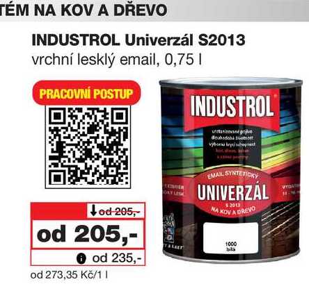 INDUSTROL Univerzál S2013 vrchní lesklý email, 0,75l