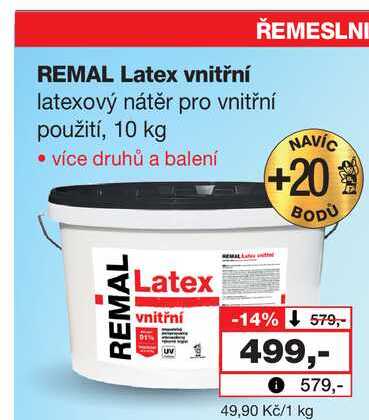 REMAL Latex vnitřní latexový nátěr pro vnitřní použití, 10 kg