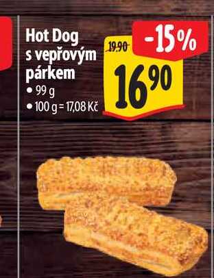 Hot Dog s vepřovým párkem 99 g