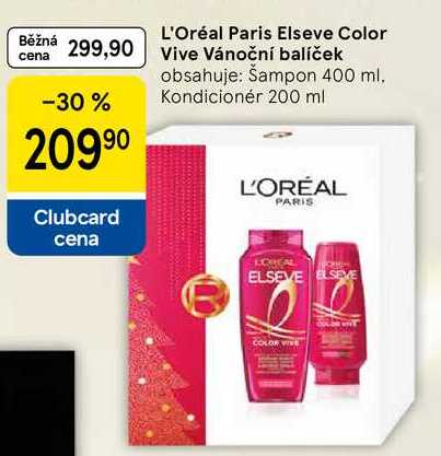L'Oréal Paris Elseve Color Vive Vánoční balíček obsahuje: Šampon 400 ml. Kondicionér 200 ml