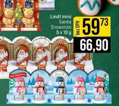 Lindt mini Santa Snowman 5 x 10 g
