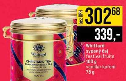 Whittard sypaný čaj festival fruits 100 g vanilla+kořeni 75g 
