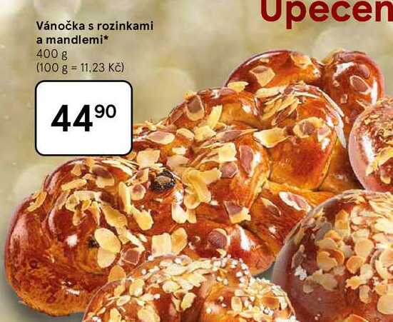 Vánočka s rozinkami a mandlemi, 400 g  