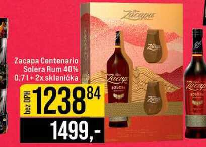 Zacapa Centenario Solera Rum 40% 0,7l+2x sklenička 