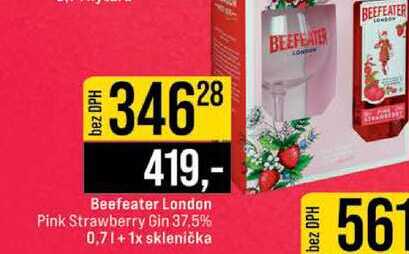 Beefeater London Pink Strawberry Gin 37,5% 0,7l+1x sklenička 