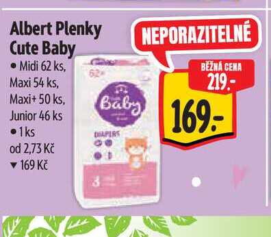 Albert Plenky Cute Baby Midi 62 ks, Maxi 54 ks, Maxi+ 50 ks, Junior 46 ks 