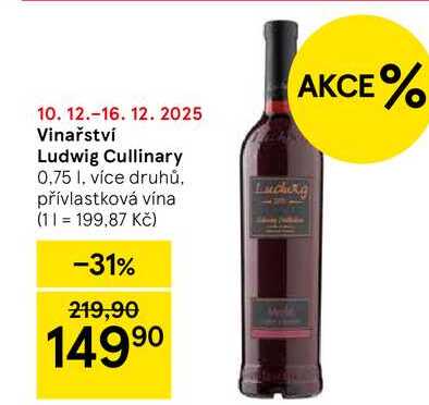 Vinařství Ludwig Cullinary, 0,75 l, více druhů