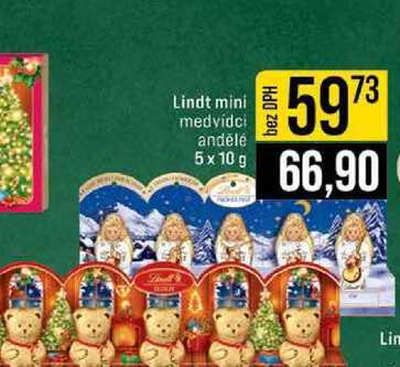 Lindt mini medvídci andělé 5 x 10 g 