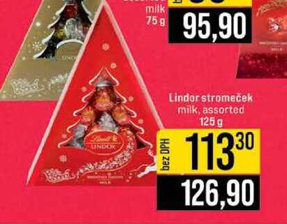 Lindor stromeček milk, assorted 125 g