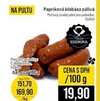 Papriková klobása pálivá 100g