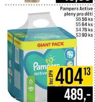 Pampers Active pleny pro děti S6 56 ks S5.64 ks S4 76 ks S3 90 ks