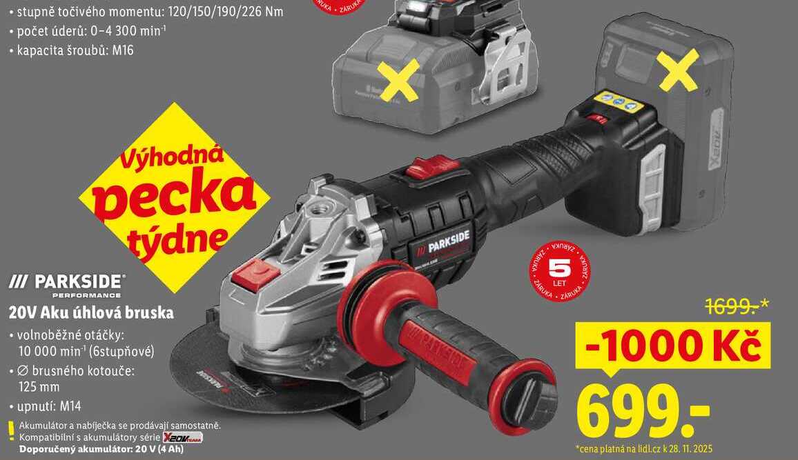 20V Aku úhlová bruska