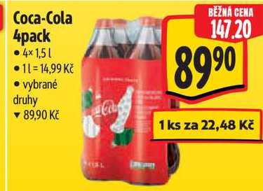 Coca-Cola 4pack, 4x 1,5 l