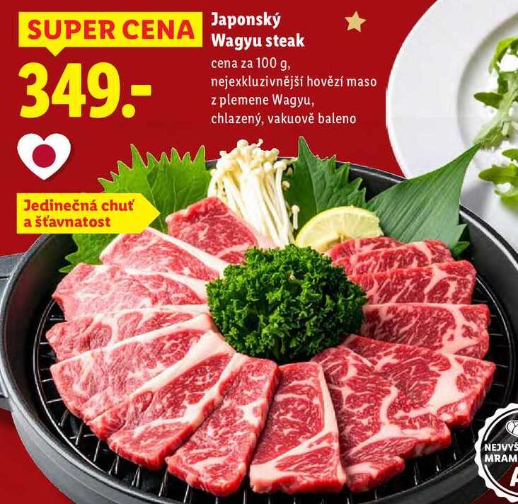 Japonský Wagyu steak, cena za 100 g