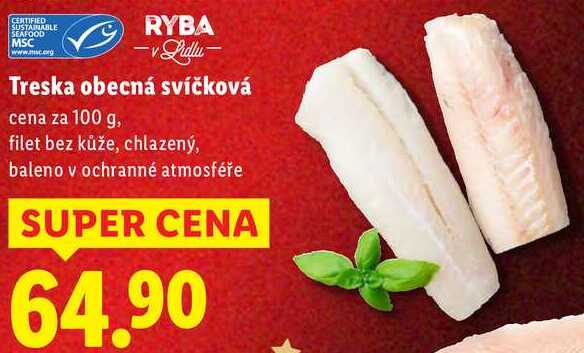 Treska obecná svíčková, cena za 100 g