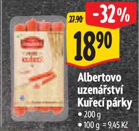 Albertovo uzenářství Kuřecí párky, 200 g