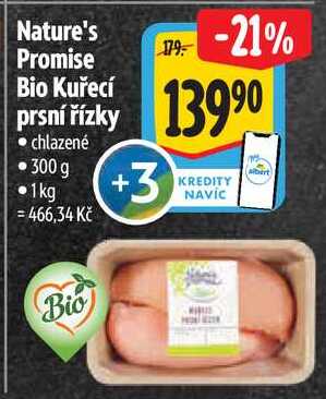 Nature's Promise Bio Kuřecí prsní řízky, 300 g  