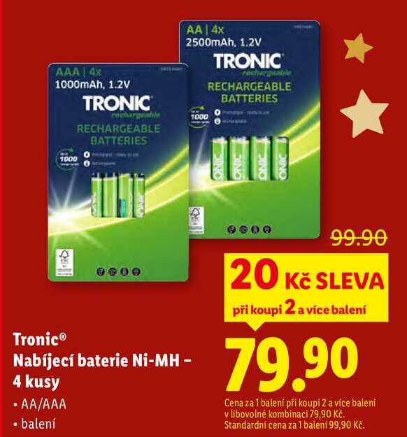 Tronic® Nabíjecí baterie Ni-MH - 4 kusy