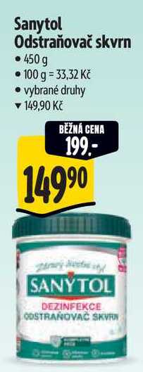 Sanytol Odstraňovač skvrn, 450 g