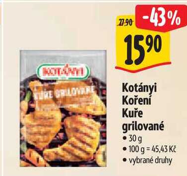 Kotányi Koření Kuře grilované, 30 g