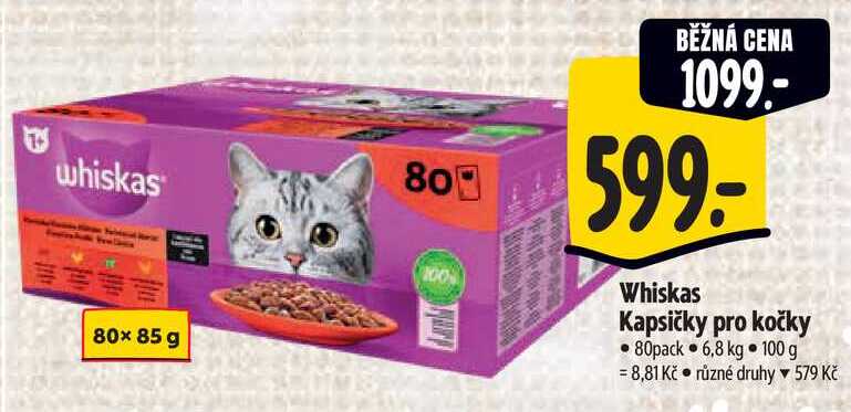 Whiskas Kapsičky pro kočky 80pack, 80x 85 g
