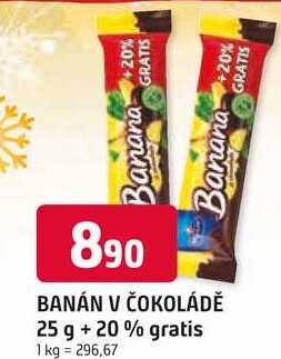 BANÁN V ČOKOLÁDĚ 25 g +20% gratis